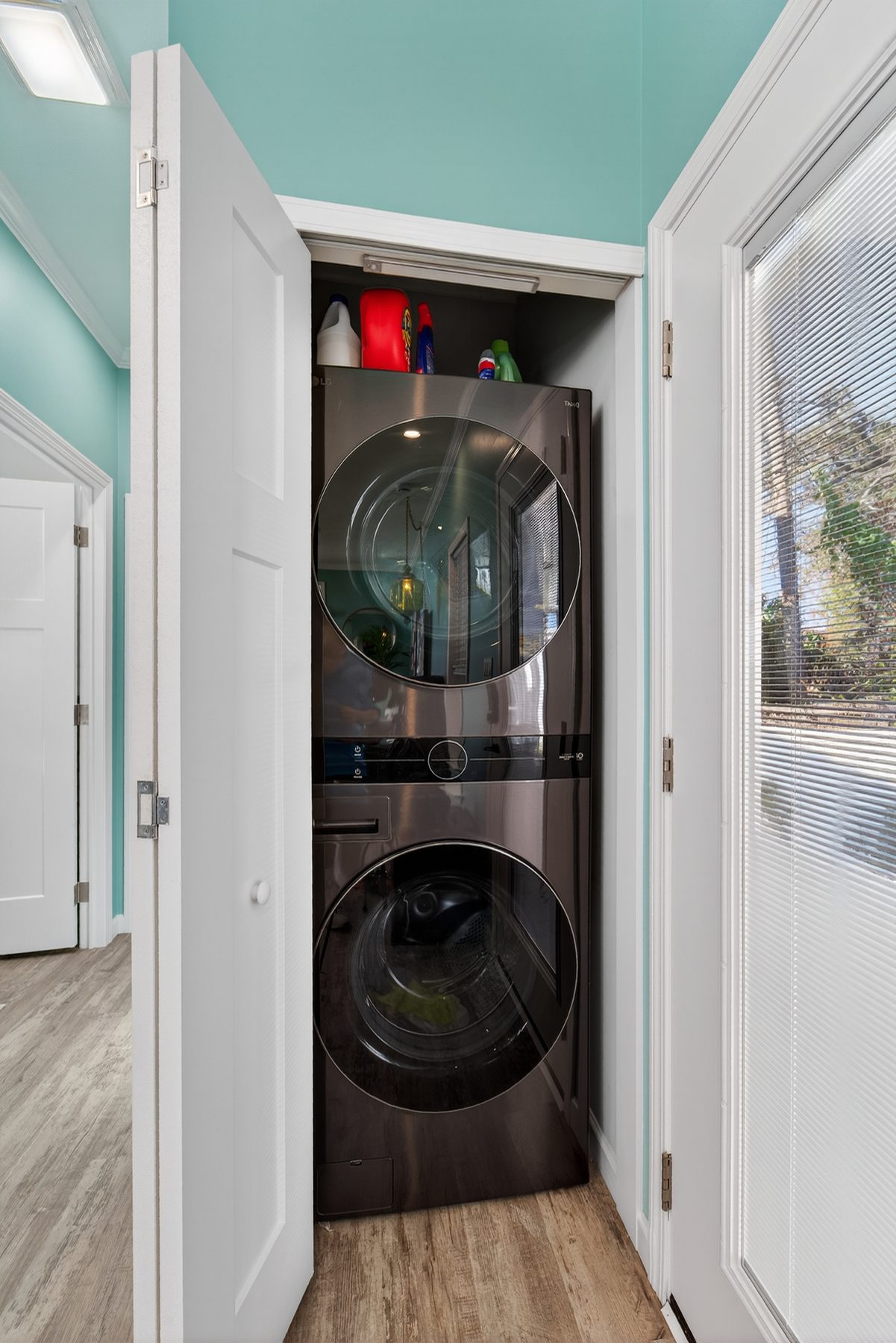 LG WashTower in built-in laundry closet